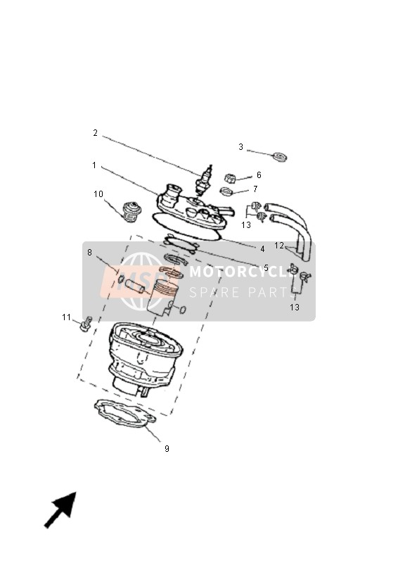 13CE13111000, Cylinder 1, Yamaha, 7